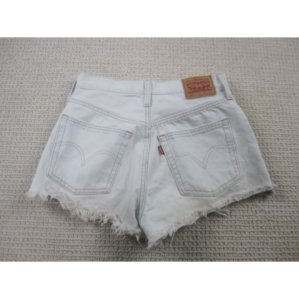Levi's 501 Shorts Womens 25 Blue Distressed Denim Cut Off 5-Button Fly Jean - Picture 12 of 16